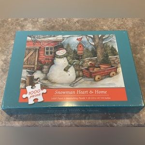 NIB Current SNOWMAN HEART & HOME 1000 pc Puzzle Factory Sealed 28 3/4" x 18 7/8"